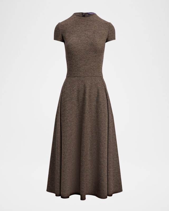 Margaret Tickweave Jersey Short-Sleeve Midi Dress